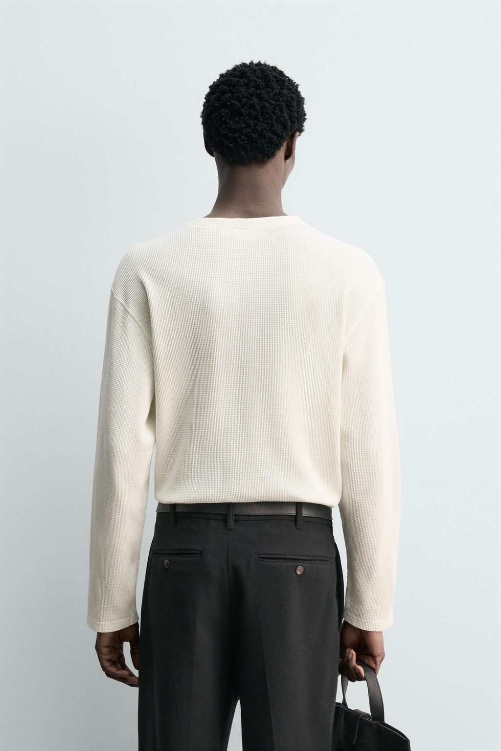 WAFFLE-KNIT HENLEY T-SHIRT