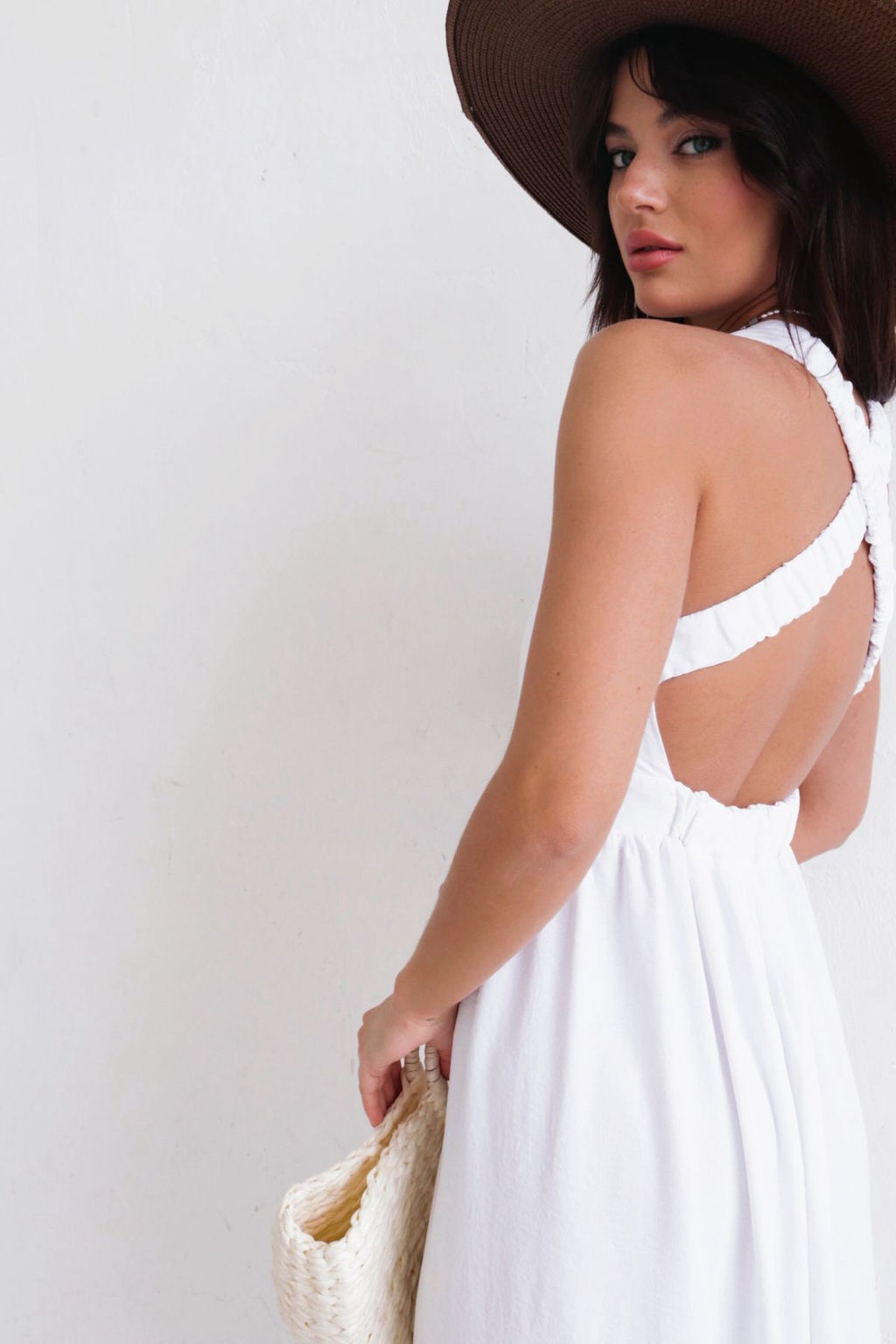Платье с перекрещенными бретелями белое - Martichelli фото 7