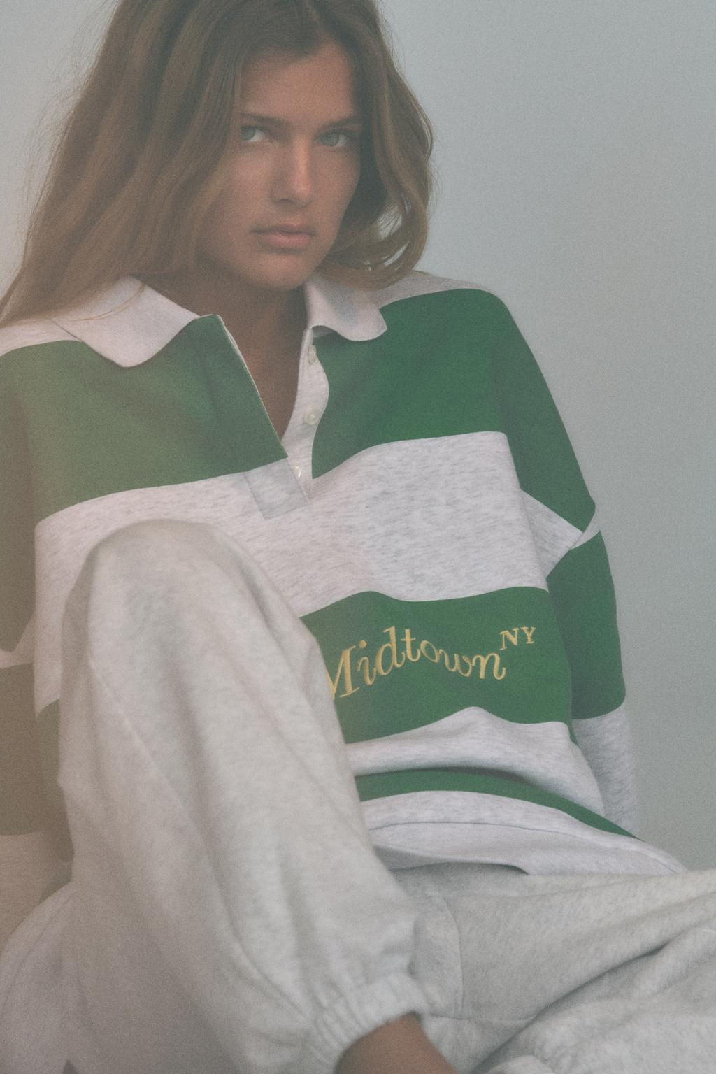 STRIPED FLEECE POLO SHIRT - Zara фото 3