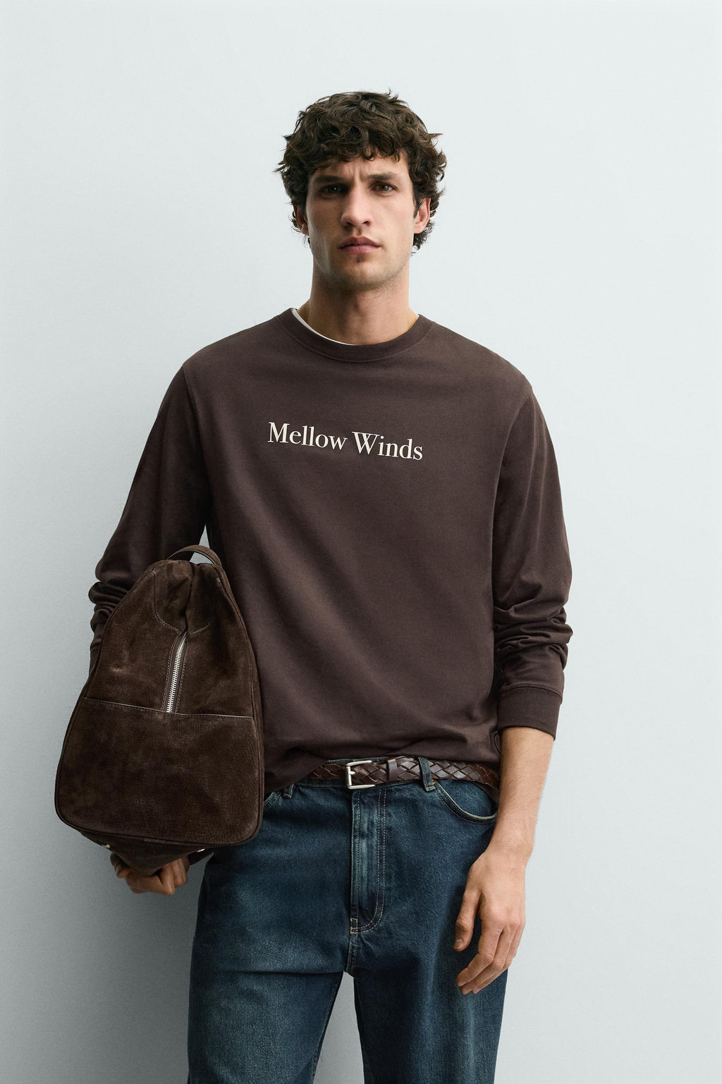 CAMISETA TEXTO ESTAMPADO / Marr?n - Zara фото 2