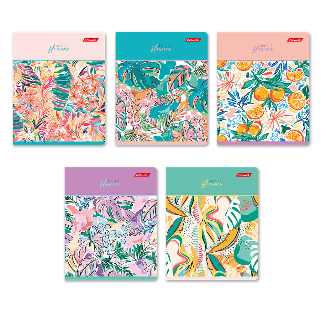 Светоч 96ТЕТк-004 Тетрадь ученическая общая, глянцевая ламинация, A5 96 л. на скобе 60 г/кв.м , белизна 100 % 5 шт. клетка 000771 Вкус лета