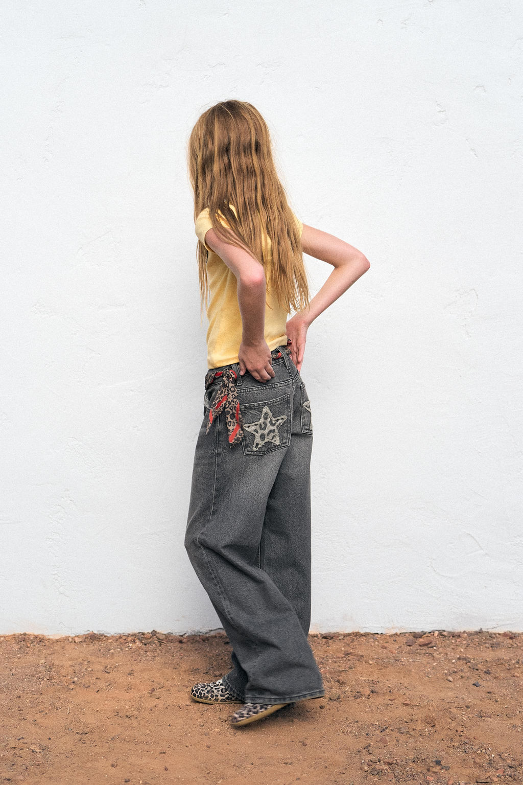 WIDE-LEG JEANS WITH ANIMAL PRINT STARS - Zara фото 6
