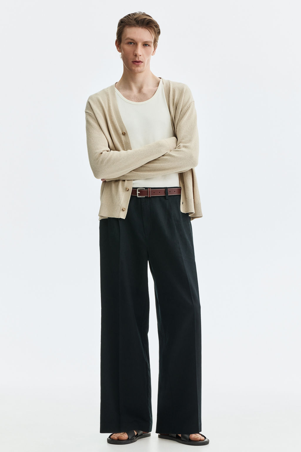 Pantal?n en mezcla de lino Loose Fit - H&m фото 5