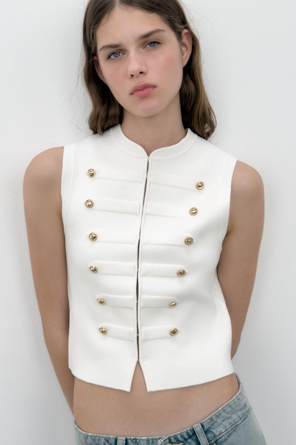 TOP CHALECO BOTONES / Blanco