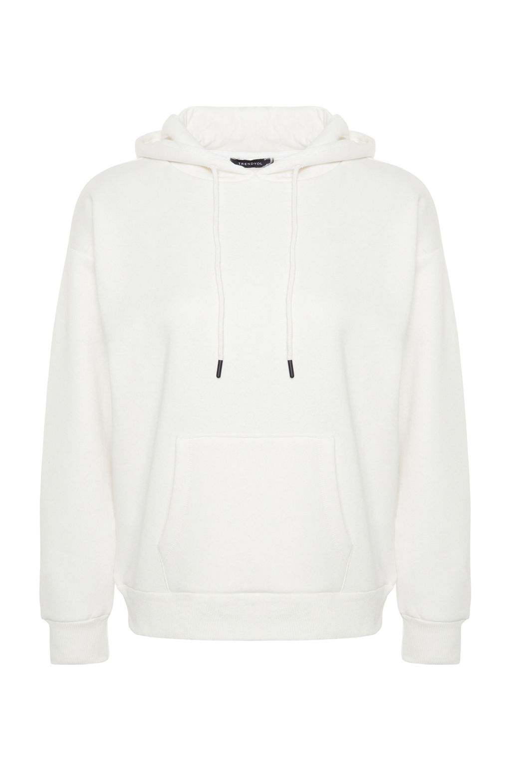 Ekru Kal?n Ici Polarl? Oversize/Genis Kal?p Kapusonlu Basic Orme Sweatshirt TWOAW24SW00103