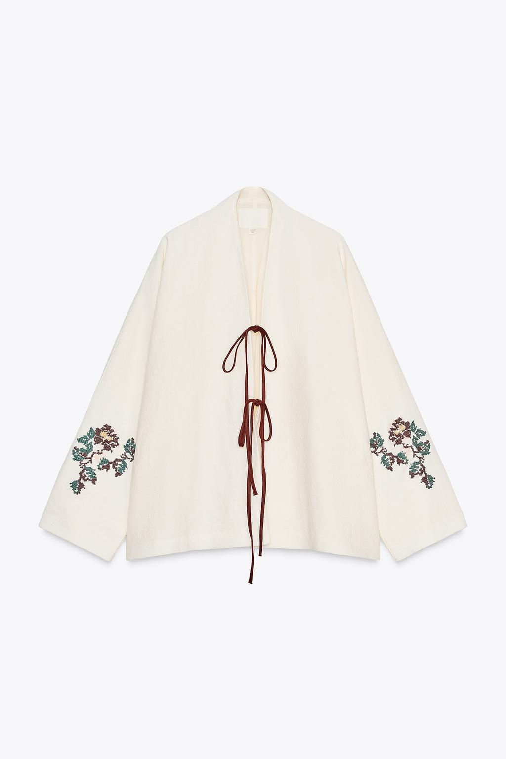 100% LINEN EMBROIDERED KIMONO - Zara фото 6