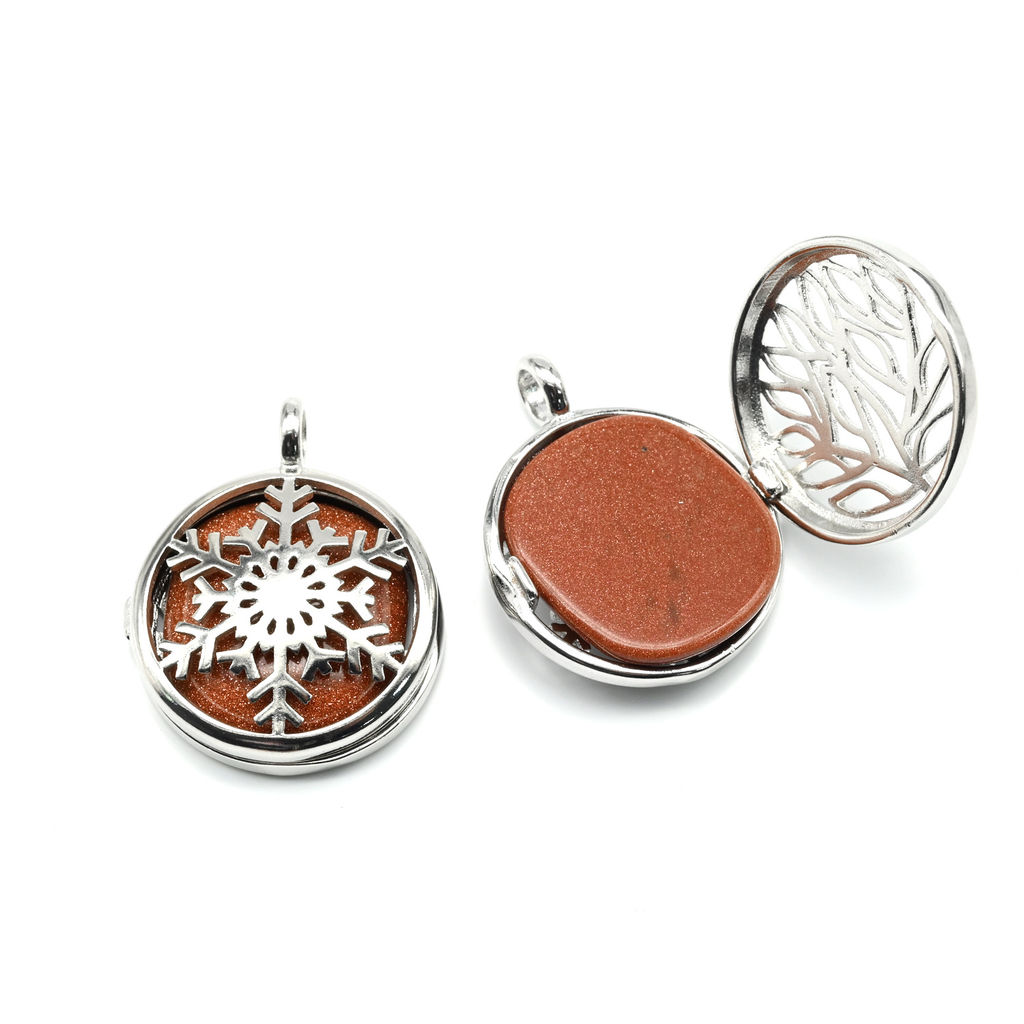 Кулон открывающийся Снежинка 25*25мм с бирюзой - Радуга камня фото 17