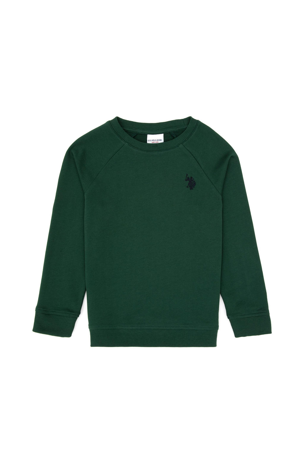 Erkek _ocuk Koyu Ye_il Basic Bisiklet Yaka Sweatshirt Sepette S_rpriz _ndirim