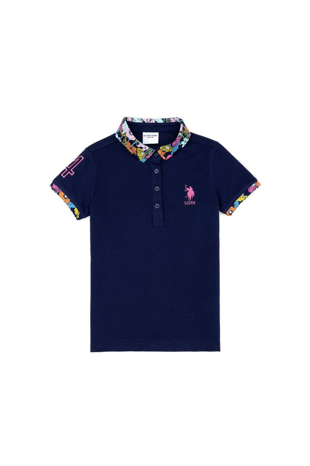 Темно-синяя базовая футболка для девочек - U.s. polo assn фото 5