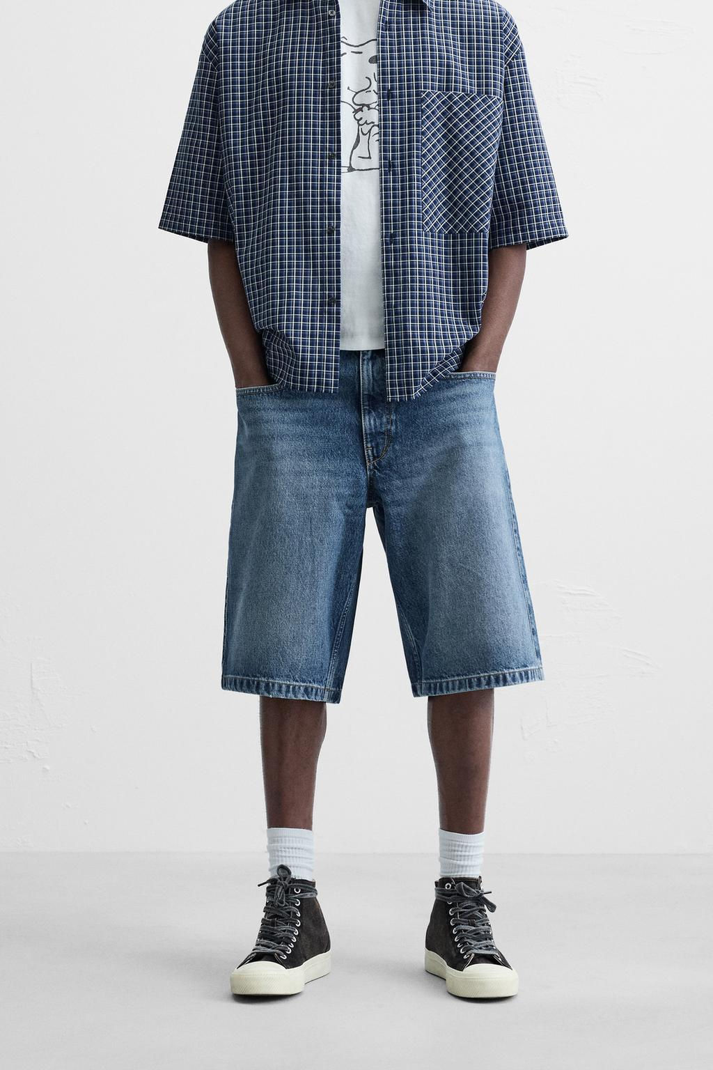 BASIC BAGGY FIT DENIM BERMUDA - Zara фото 22