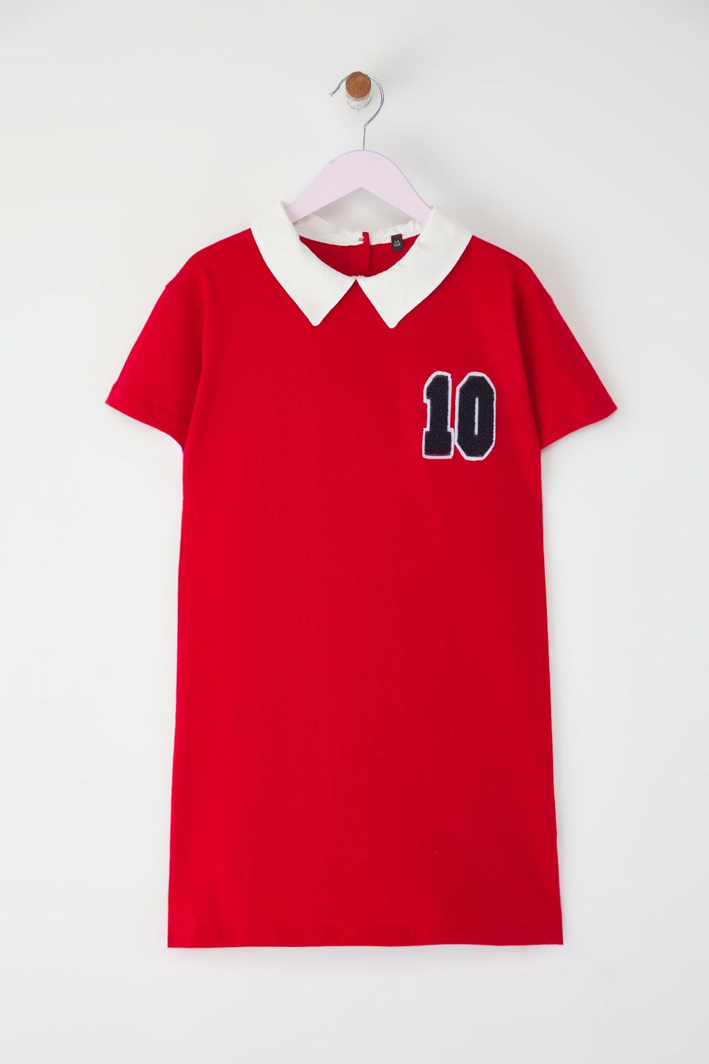 K?rm?z? K?z Cocuk %100 Pamuk Nak?sl? Gomlek Yaka K?sa Kol K?sa Orme Elbise TKDSS25EL00090 - Trendyolmilla фото 2