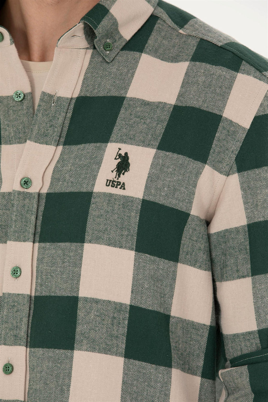 U. S. Polo Assn / Мужская зеленая рубашка Lumberjack - U.s. polo assn фото 14