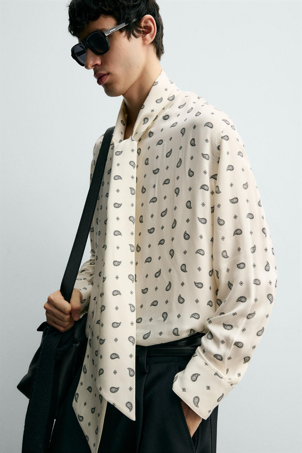 PAISLEY PRINT SHIRT WITH TIED DETAIL - Zara фото 7