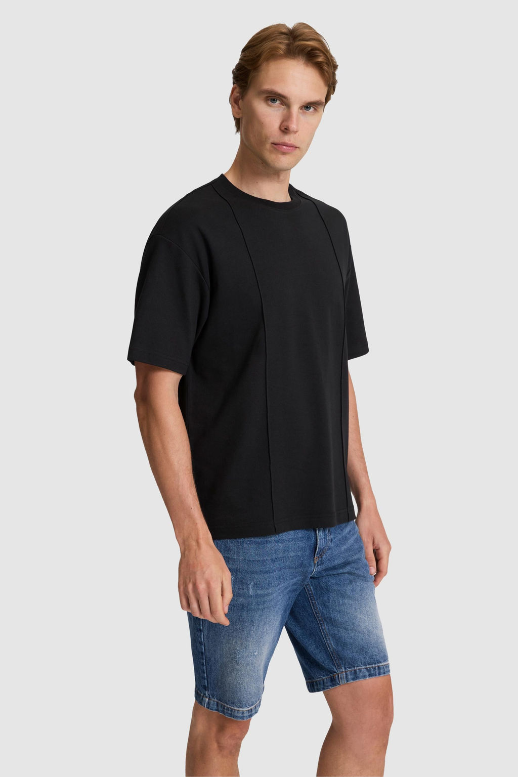 Erkek Siyah Comfort Fit Bisiklet Yaka Ti__rt