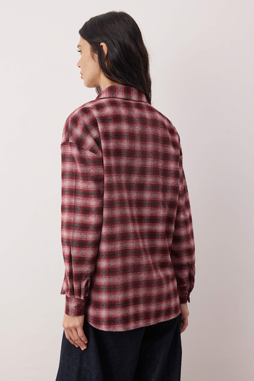 Bordo-Cok Renkli Ekose Flanel Oversize/Genis Kal?p Gomlek TWOAW26GO00135 - Trendyolmilla фото 4