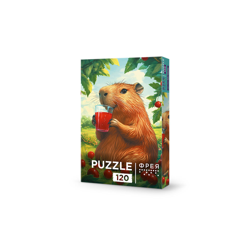ФРЕЯ Пазл 120 элемент. PZL-120/02 Капибара в вишневом саду