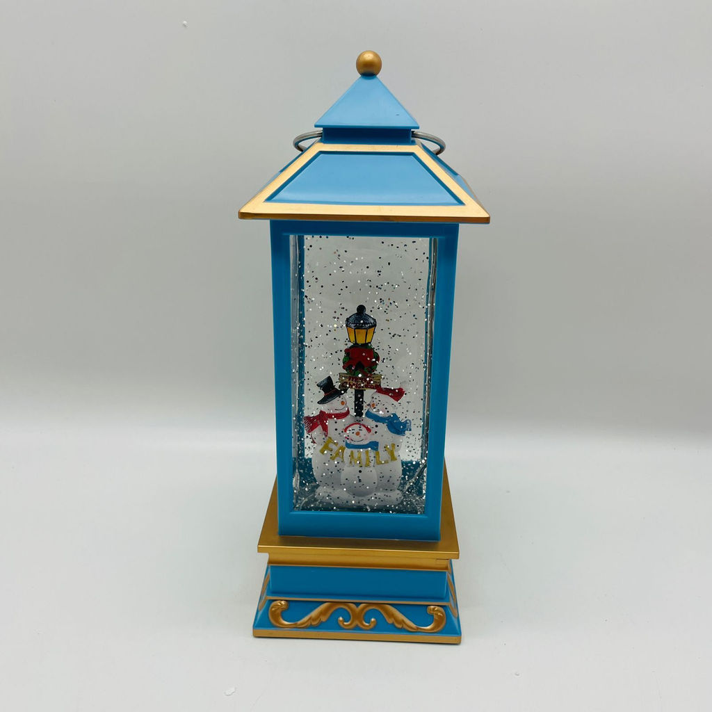 Новогодний декор Фонарь стекло - Семья снеговиков 27 см (арт. WDL-23028B) - Ип лебедев о.ю фото 2