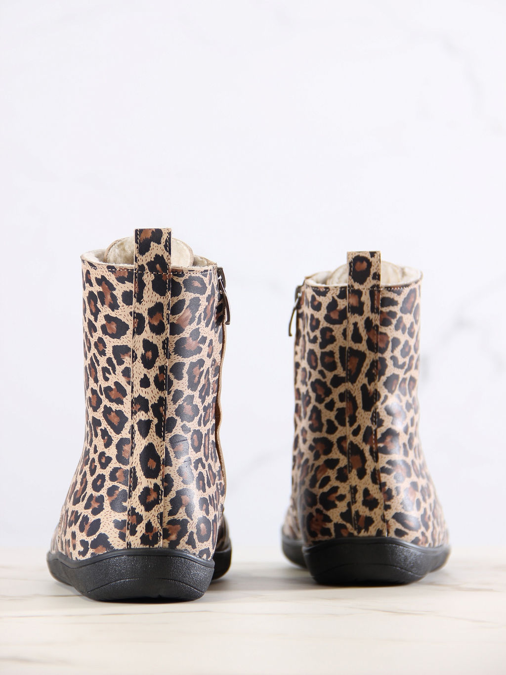 Босоногие ботинки 351.NATAbl.Бежевый леопард/Байка