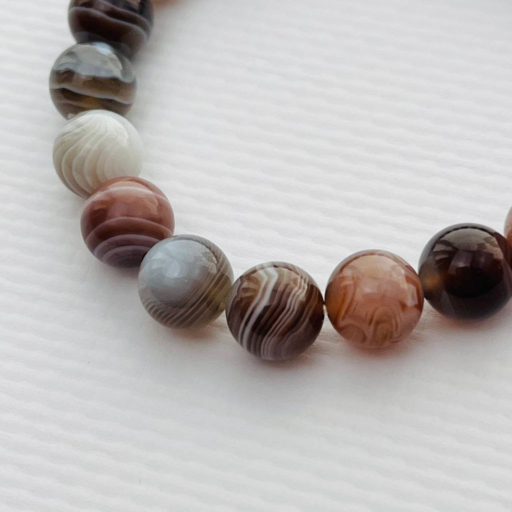 Браслет из ботсванского Агата и Горного Хрусталя 17 см