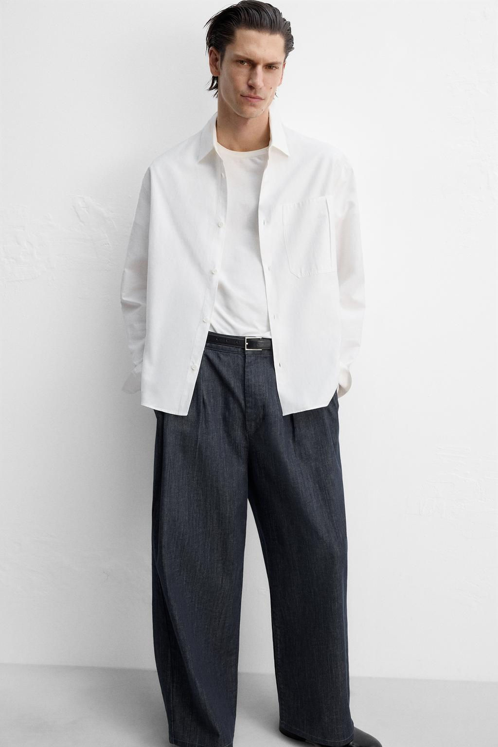PLEATED WIDE-LEG JEANS - Zara фото 7