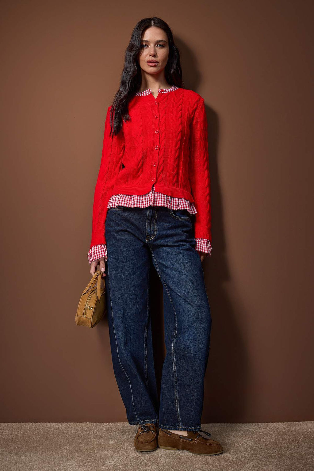 Lacivert Ekose Garni Yaka Detayl? Triko H?rka TWOAW26HI00259 - Trendyolmilla фото 5