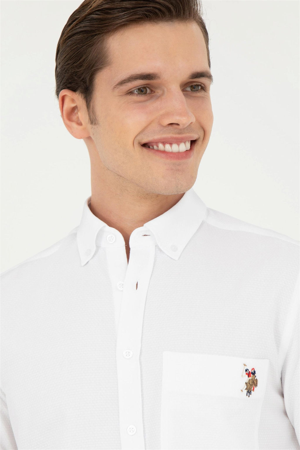 Мужская белая рубашка с длинным рукавом - U.s. polo assn фото 2