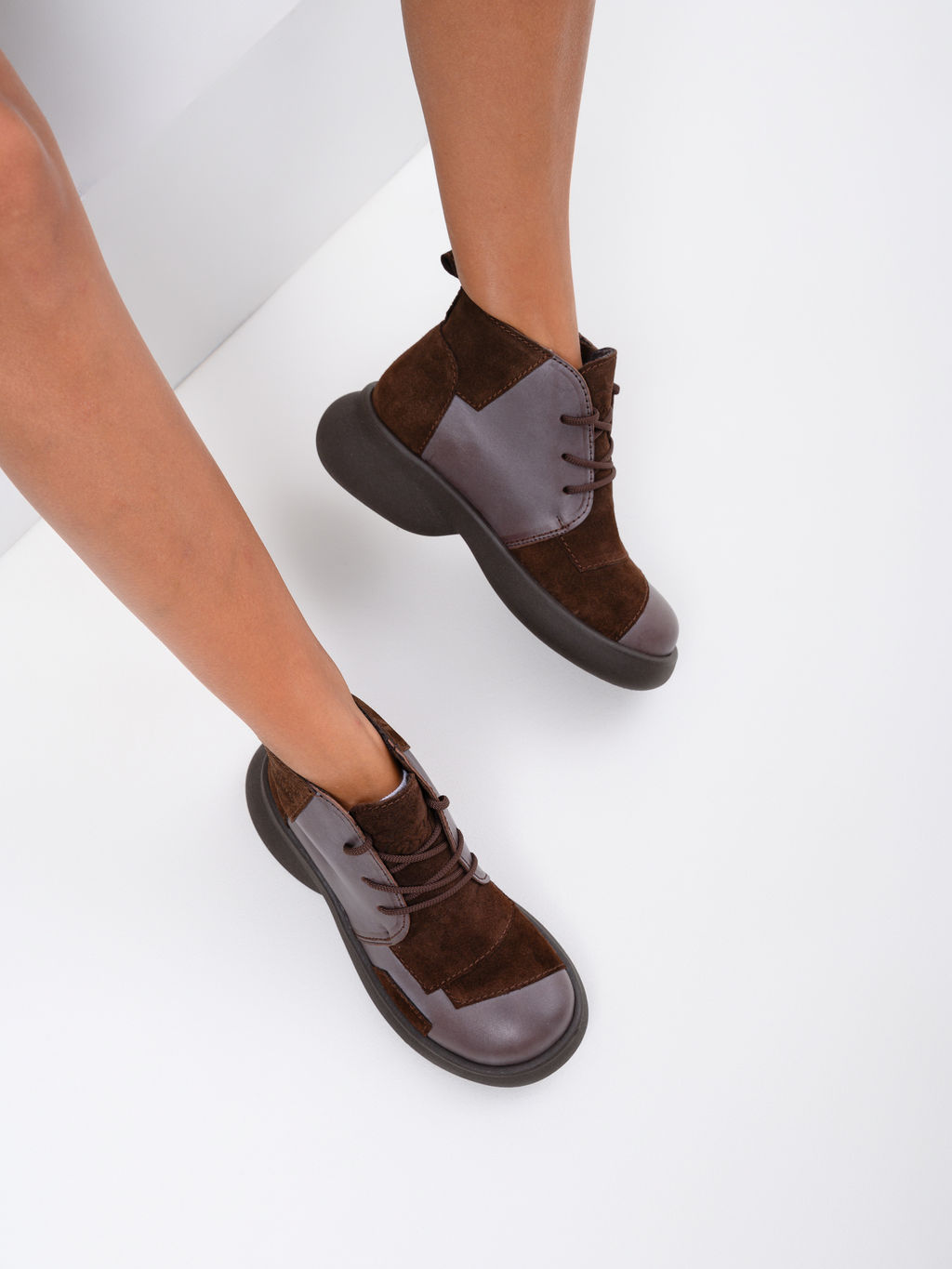 Ботинки EDART 305.927br. Вакса коричневая+корич замша/шерсть фото 4