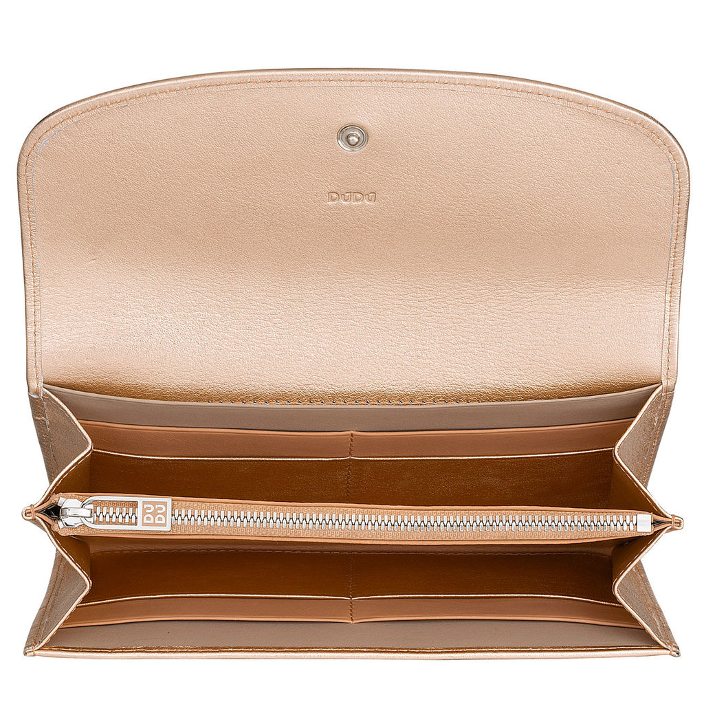Итальянский большой женский кожаный кошелек DuDu серии Gandia | золотистый пэчворк - Dudubags фото 4