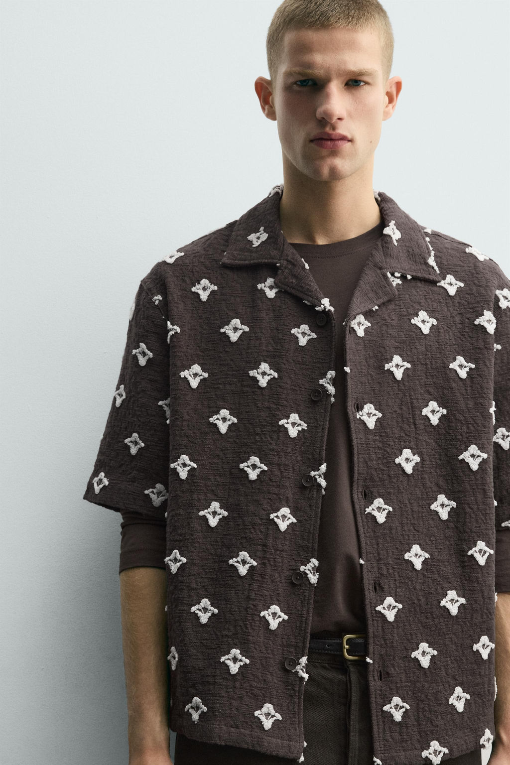 CAMISA JACQUARD TEXTURA / Marr?n / Topo - Zara фото 5