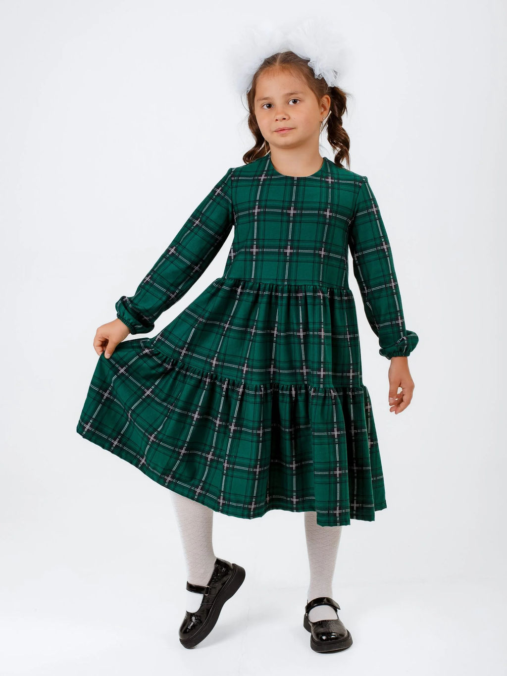 Платье Роза в клетку, цвет Зеленый-Клетка крупная, 78%х/б,16%пэ,6%л - 5+ фото 2