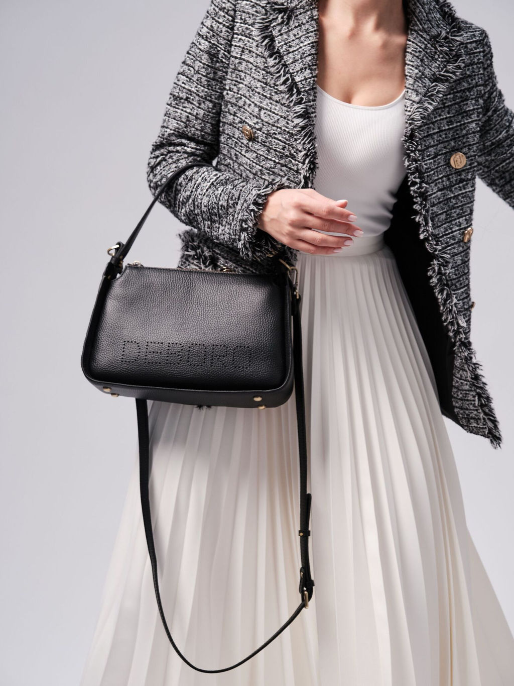 Сумка кожаная на плечо Deboro 30790 черный