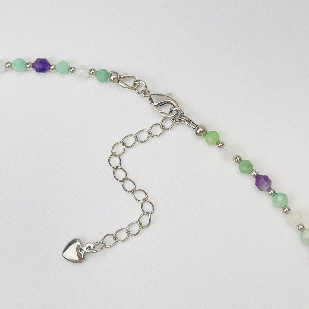 Колье для "Близнеца" из Аметиста,Берилла и Лунного камня 38 см +