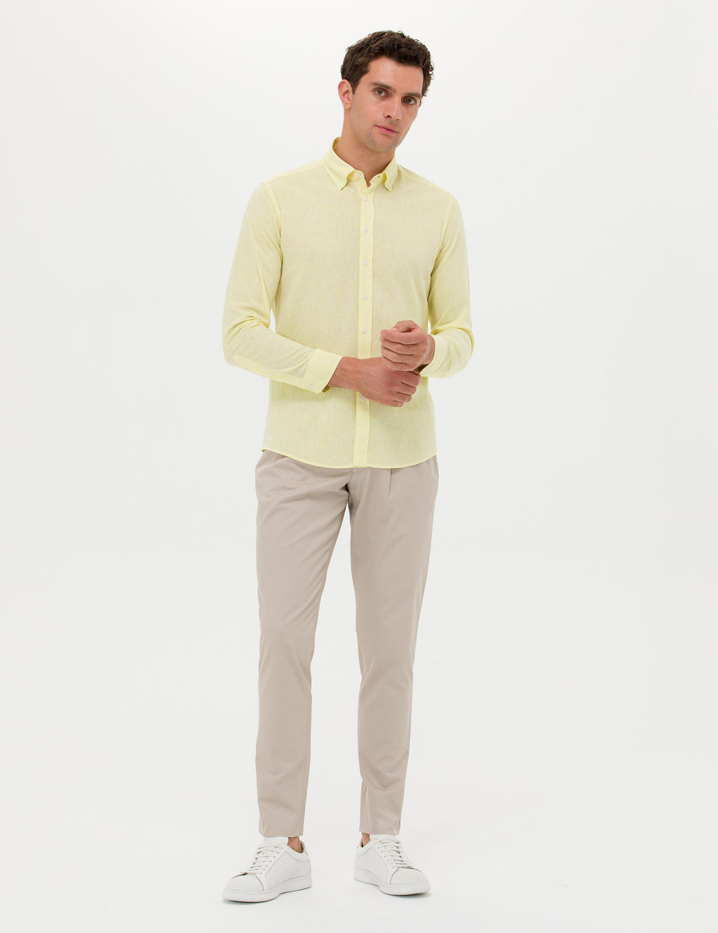 Бежевые тканевые брюки Dad Fit - Cacharel фото 3