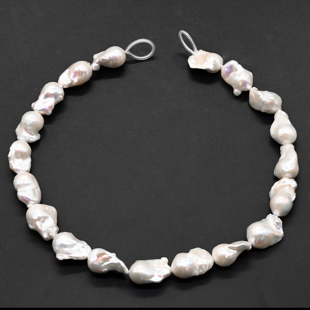 Бусины из жемчуга барокко 15*25мм цвет белый, 40см, 19 бусин Радуга камня