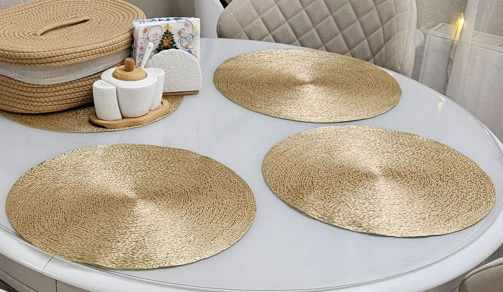 Салфетка под приборы, 38 см, ПВХ, круглая, шампань, Positano - Anna lafarg фото 9