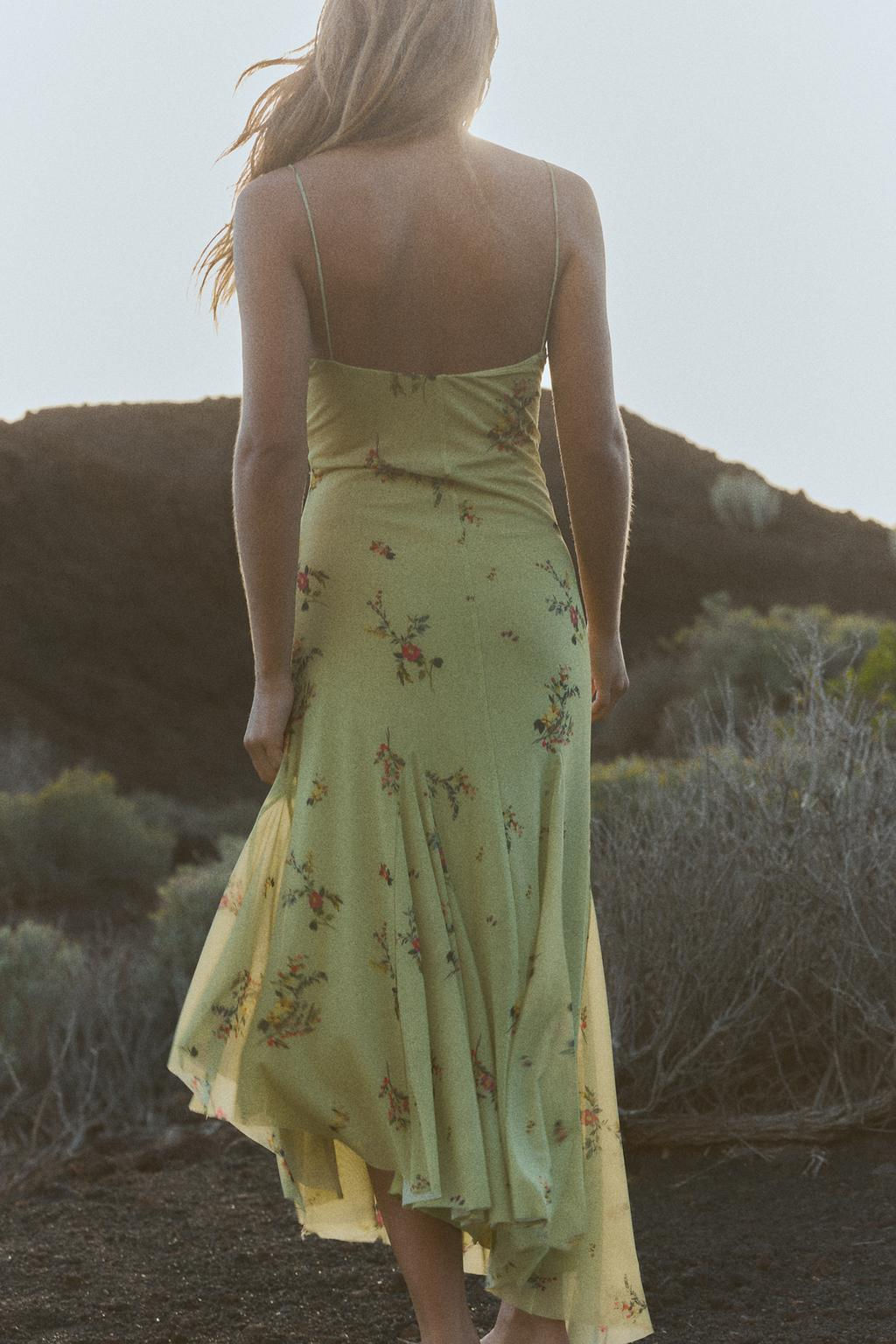 PRINTED TULLE MIDI DRESS - Zara фото 3