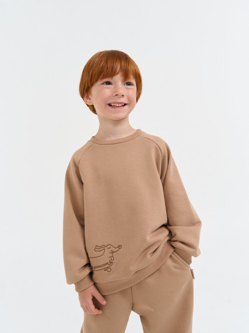 Свитшот Песок с вышивкой утепленный без начеса - Bungly фото 2