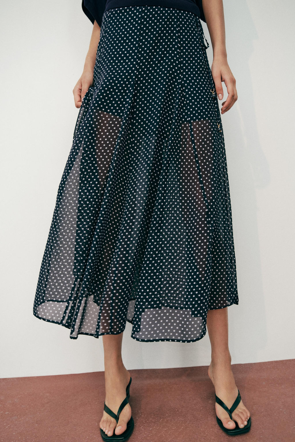 FALDA MIDI LUNARES / Marino / Blanco - Zara фото 2