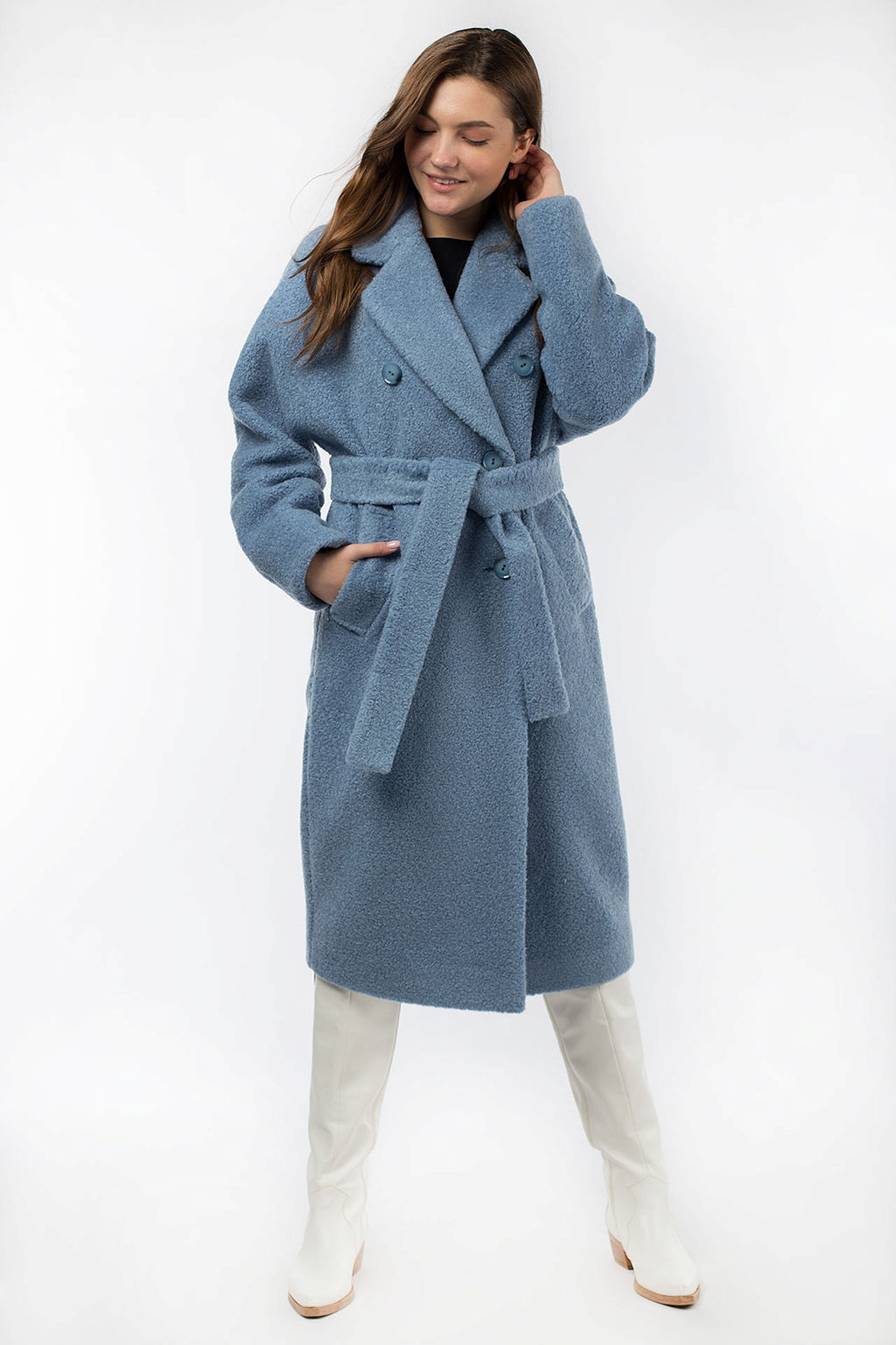 01-09224 Пальто женское демисезонное (пояс) - El podio фото 2