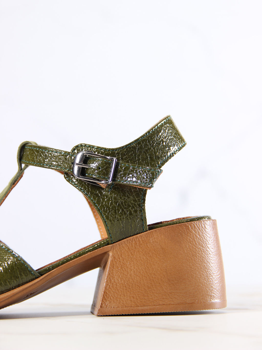 Босоножки 5038.23663bе.Зеленый наплак+оливковая замша