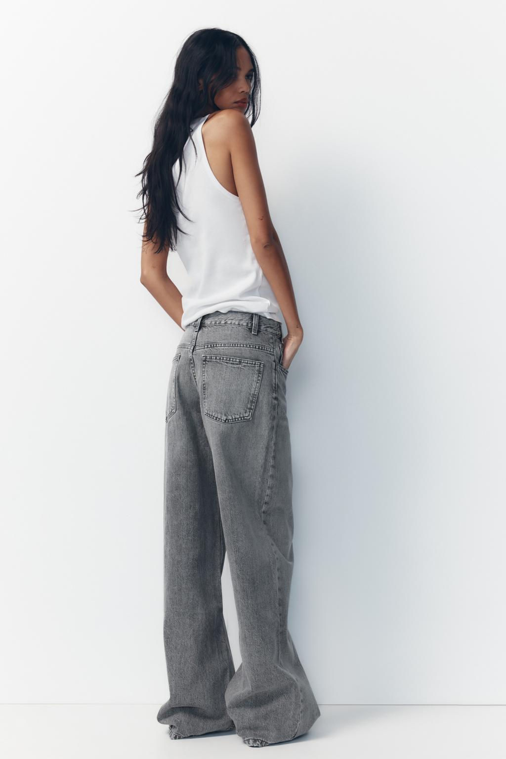 HIGH-WAIST TRF WIDE-LEG JEANS WITH CROSSOVER WAISTBAND - Zara фото 33