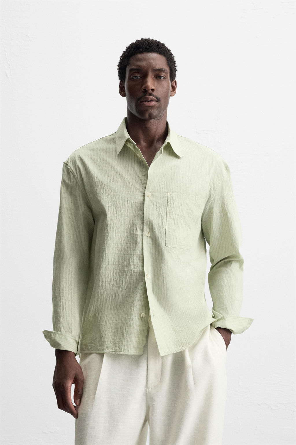 TEXTURED STRIPE SHIRT - Zara фото 10