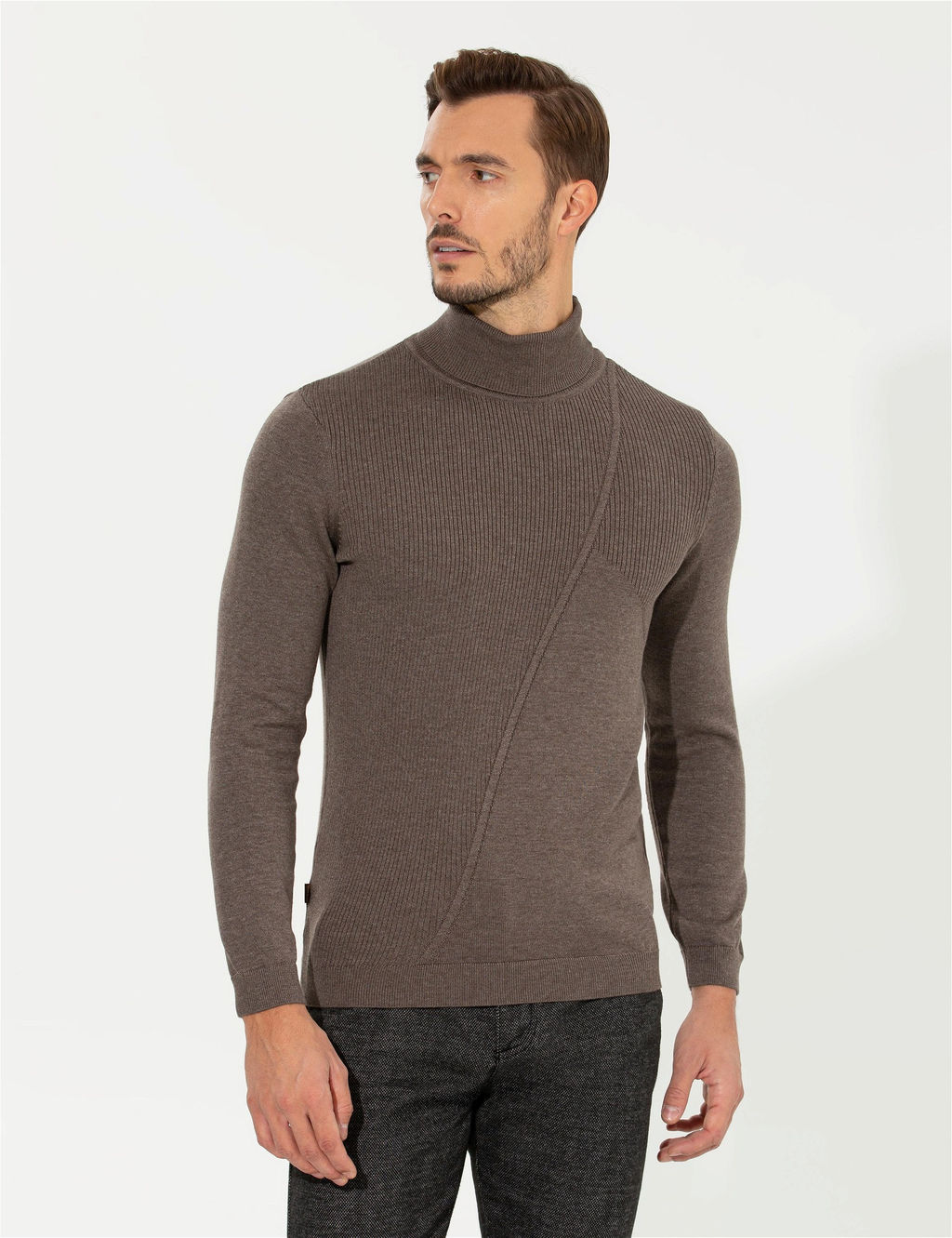 Vizon Melanj Slim Fit Bal_k__ Yaka Triko Kazak
