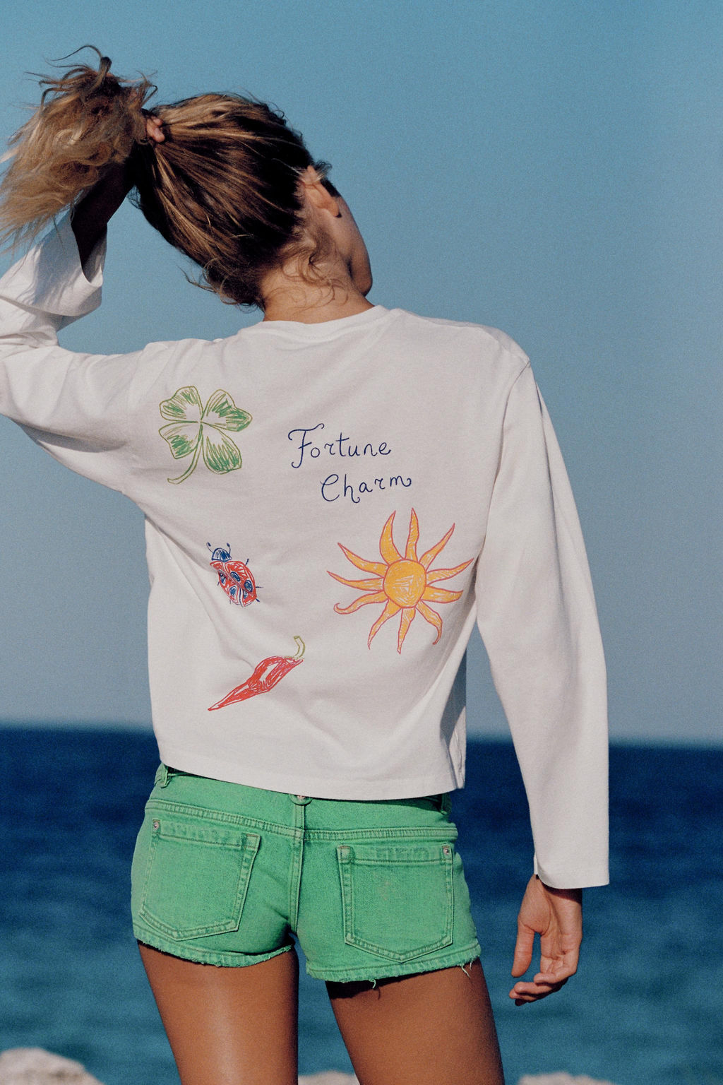 CAMISETA TEXTO DIBUJOS / Blanco roto - Zara фото 5