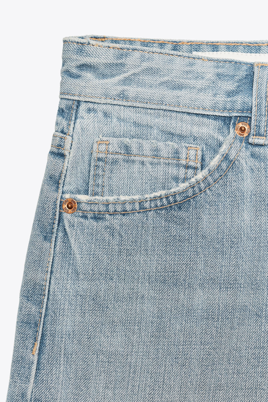 RIPPED MID-WAIST TRF DENIM BERMUDA SHORTS - Zara фото 13