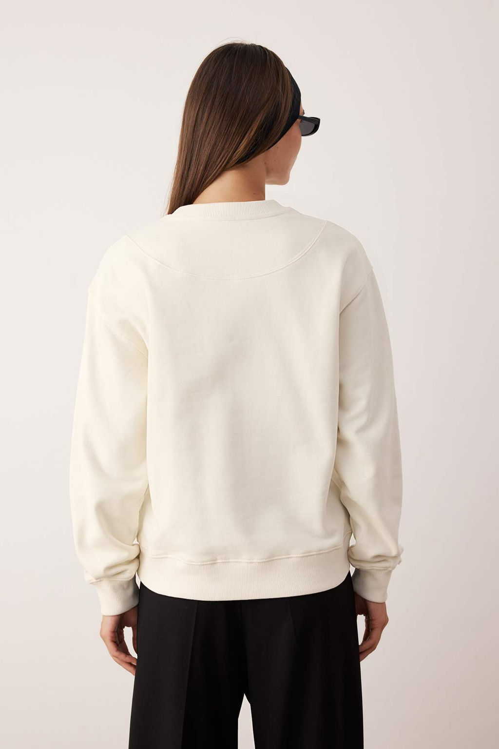 Ac?k Gul Kurusu Premium Oversize Kal?p Nak?sl? Kal?n Ici Polarl? Orme Sweatshirt TWOAW26SW00203 - Trendyolmilla фото 8