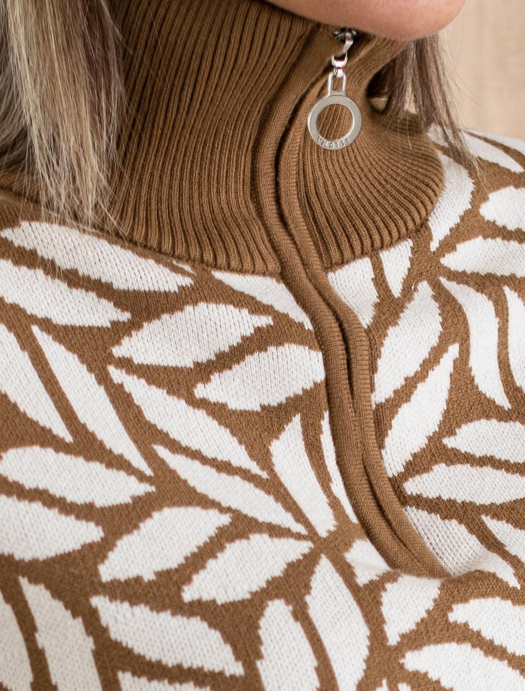 VILATTE / Джемпер с воротом на молнии двуслойной жаккардовой вязки с кашемиром  фото 2