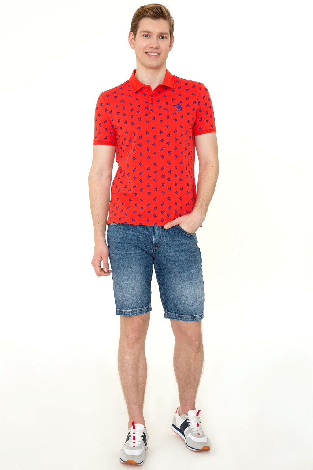 U. S. Polo Assn Мужская красная футболка с воротником-поло - U.s. polo assn фото 11