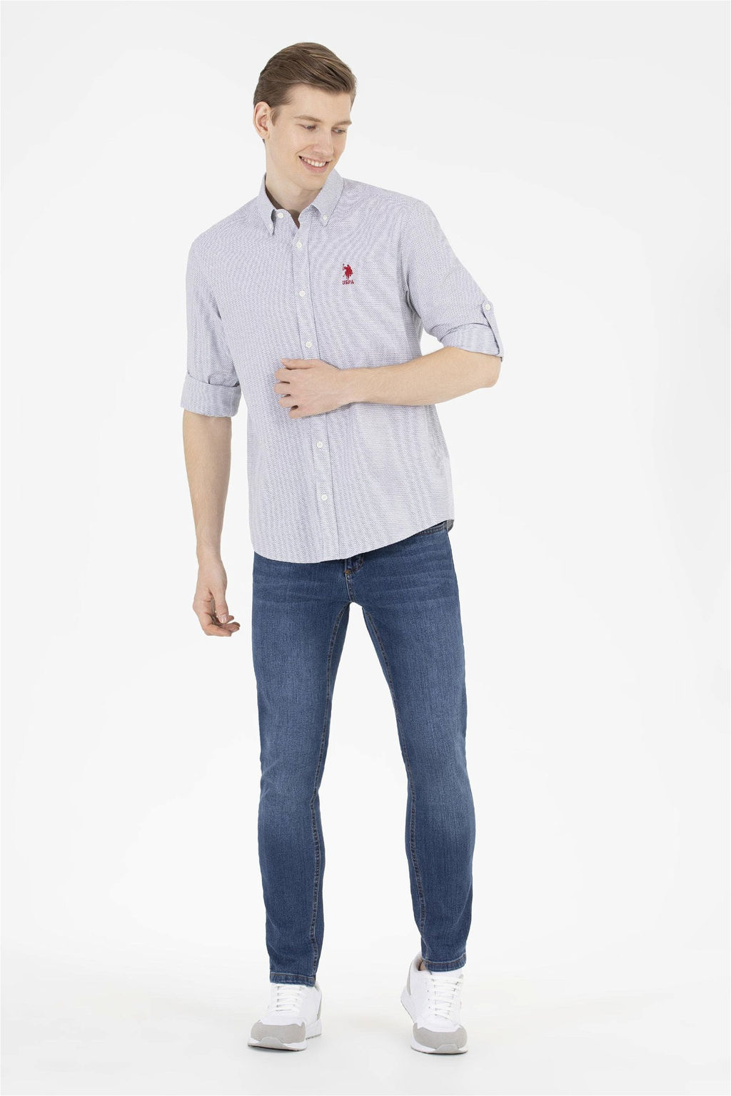 U. S. Polo Assn Мужская темно-синяя рубашка с длинным рукавом - U.s. polo assn фото 11
