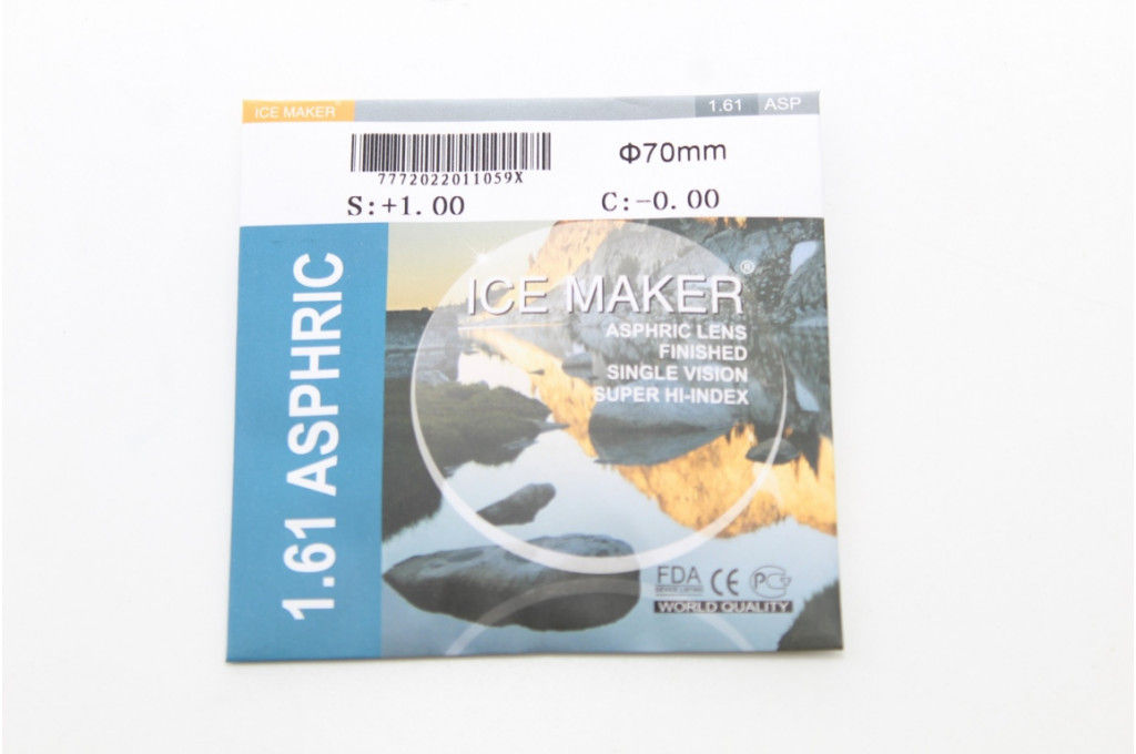 Линзы ASPHRIC (ICE MAKER) Ф70 индекс 1.61 (зелёный блик) плюс